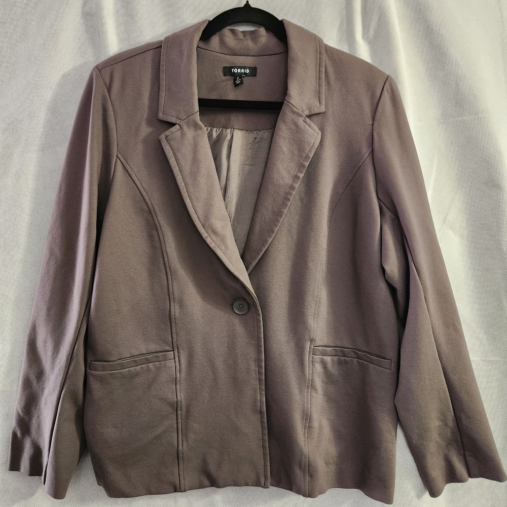 Torrid Blazer Jacket Womens 2 Dark Gray Long Sleeve Plus Size Lined - Picture 2 of 7